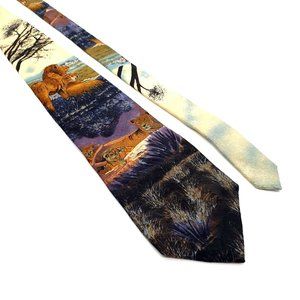 Endangered Species Mens Necktie Lions Lioness Jungle Animal Work Office Dad Gift